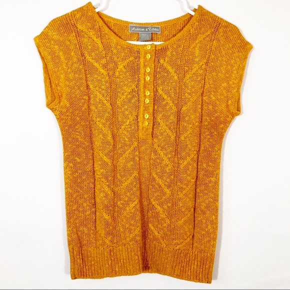 ASHTON & TIBBS Sweaters - ASHTON & TIBBS CAP SLEEVE PULLOVER SWEATER